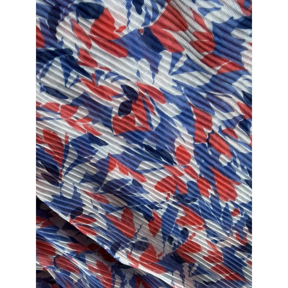 Ralph Lauren Designer Scarf Red Blue Floral Crinkle Hijab 40x60 NWT Lightweight